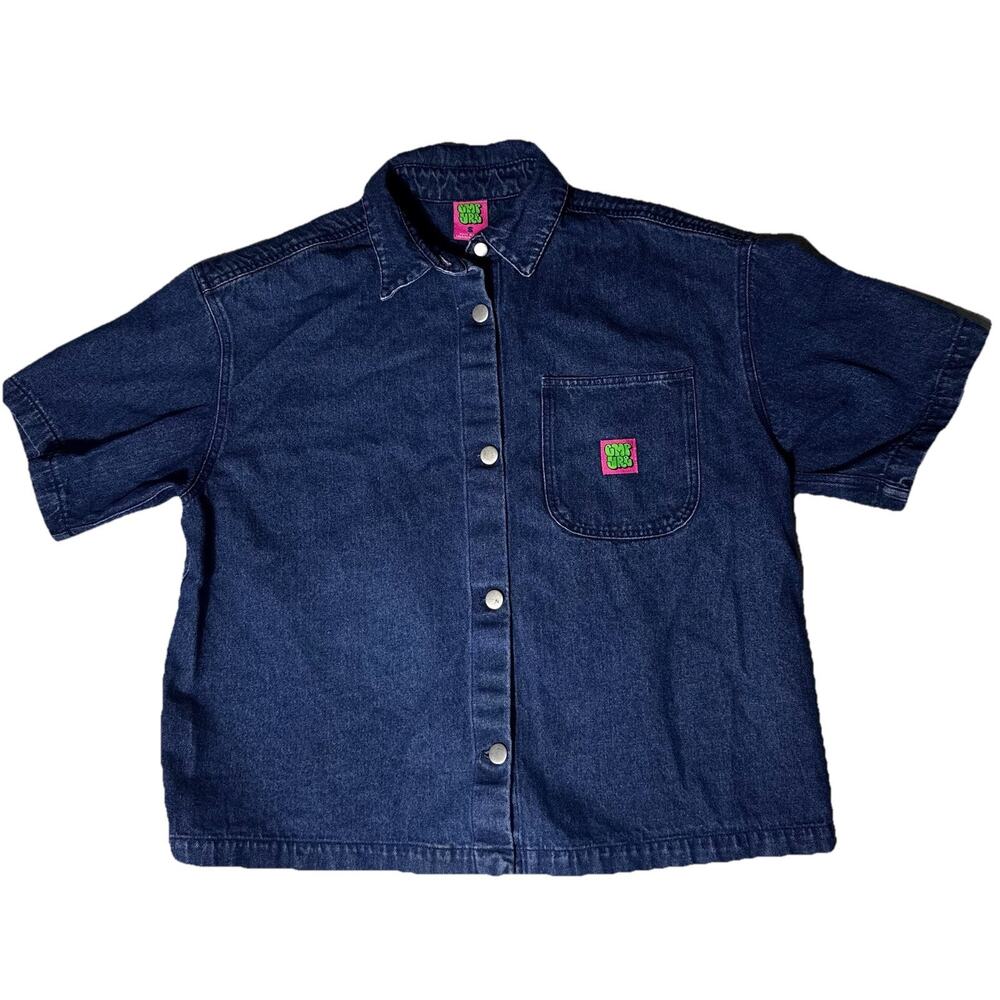 New EMPYRE Denim Shirt Logo Small S Oversize Streetwear Skater Surf NWOT